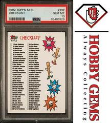 Checklist #132 Baseball Cards 1992 Topps Kids Prices