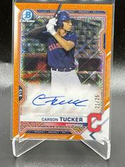 Carson Tucker [Orange Refractor] #BMA-CT Baseball Cards 2021 Bowman Chrome Mega Box Mojo Autographs Prices
