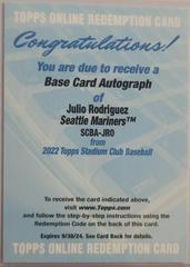 Julio Rodriguez #SCBA-JRO Baseball Cards 2022 Stadium Club Autographs Prices