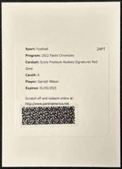Garrett Wilson [Signature Red Zone] #SP-306 Football Cards 2022 Panini Chronicles Score Premium Rookies Prices