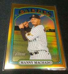 Manny Machado [Chrome Gold Refractor] #566 Baseball Cards 2021 Topps Heritage Prices