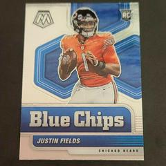 Justin Fields #4 Football Cards 2021 Panini Mosaic Blue Chips Prices