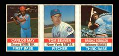 Brooks Robinson, Carlos May, Tom Seaver [Hand Cut Panel] Baseball Cards 1976 Hostess Prices