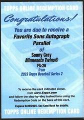 Sonny Gray [Autograph] #FS-20 Baseball Cards 2023 Topps Favorite Sons Prices