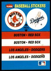 Red Sox/Dodgers Baseball Cards 1987 Fleer Team Stickers Prices