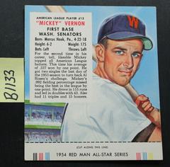 Mickey Vernon #13 Baseball Cards 1954 Red Man Tobacco Prices