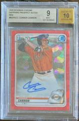 Connor Cannon [Red] #BSPA-CC Baseball Cards 2020 Bowman Sapphire Autographs Prices