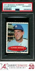 Claude Osteen [Hand Cut] #39 Baseball Cards 1971 Bazooka Numbered Prices