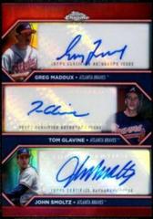 Greg Maddux, Tom Glavine, John Smoltz [Red] Baseball Cards 2023 Topps Chrome Update Triple Autographs Prices