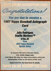 Julio Rodriguez #87BA-JR Baseball Cards 2022 Topps Update 1987 Autographs Prices