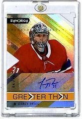 Carey Price [Orange] Hockey Cards 2022 Upper Deck Synergy Greater Than Signatures Prices