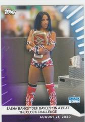 Sasha Banks def. Bayley in a Beat the Clock Challenge [Purple] Wrestling Cards 2021 Topps WWE Women's Division Prices