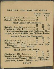 Results 1940 [World's Series] Baseball Cards 1940 Cincinnati Reds Team Issue Prices