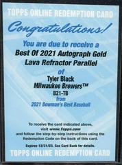 Tyler Black [Gold Lava Refractor] Baseball Cards 2021 Bowman’s Best of 2021 Autographs Prices