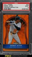 Derek Jeter [Orange Refractor] #28 Baseball Cards 2011 Finest Prices