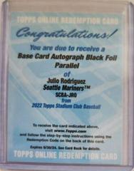 Julio Rodriguez [Black Foil] Baseball Cards 2022 Stadium Club Autographs Prices