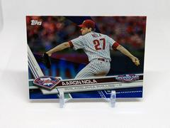 Aaron Nola [Rainbow Blue Foil] #32 Baseball Cards 2017 Topps Opening Day Prices