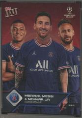 Kylian Mbappe, Lionel Messi, Neymar Jr [Black] #13 Soccer Cards 2021 Topps Now UEFA Champions League Prices