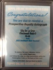 Elly De La Cruz #PR-ED Baseball Cards 2022 Bowman's Best Prospective Royalty Autographs Prices
