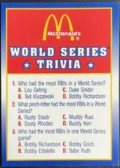 World Series Trivia #11 Baseball Cards 1990 Score McDonald's Prices