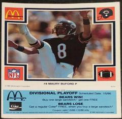 Maury Buford [Blue] #8 Football Cards 1985 McDonald's Bears Prices
