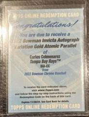 Carlos Colmenarez [Gold Atomic] #BIA-CC Baseball Cards 2022 Bowman Chrome Invicta Autographs Prices