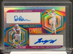 Devin Brown, TreVeyon Henderson [Prismatic Gray] #CC-18 Football Cards 2023 Leaf Vivid Autographs Colorful Combos Prices