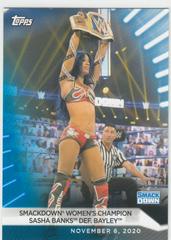 SmackDown Women's Champion Sasha Banks def. Bayley [Blue] Wrestling Cards 2021 Topps WWE Women's Division Prices
