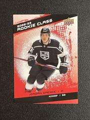 Jordan Spence [Red] Hockey Cards 2022 Upper Deck Rookie Class Prices