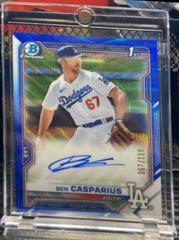 Ben Casparius [Blue Wave Refractor] #CDA-BCA Baseball Cards 2021 Bowman Draft Pick Chrome Autographs Prices