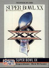 Super Bowl XX Football Cards 1990 Pro Set Theme Art Prices