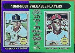 1968 MVP's [Denny McLain, Bob Gibson] #206 Baseball Cards 1975 Topps Prices