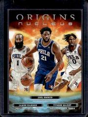 Tyrese Maxey, Joel Embiid, James Harden [Turquoise] #3 Basketball Cards 2022 Panini Origins Nucleus Prices