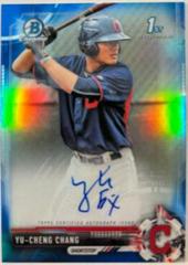 Yu Cheng Chang [Chrome Blue Refractor] #CPA-YCC Baseball Cards 2017 Bowman Prospect Autographs Prices