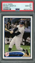 Mickey Mantle [Correct] #7 Baseball Cards 2012 Topps Prices