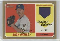 Zach Davies [High Number Gold] #ZD Baseball Cards 2018 Topps Heritage Clubhouse Collection Relics Prices