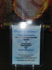Wander Franco [Red] #FA-WF Baseball Cards 2022 Topps Gold Label Framed Autographs Prices