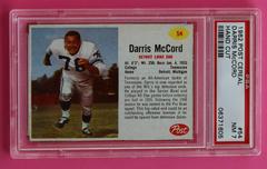 Darris McCord [Hand Cut] #54 Football Cards 1962 Post Cereal Prices