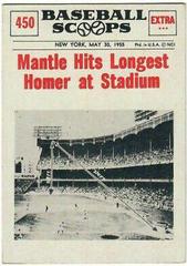 Mantle Hits Longest [Homer at Stadium] Baseball Cards 1961 NU Card Scoops Prices