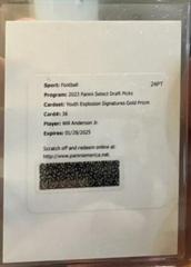Will Anderson Jr. [Gold] #YS-WAN Football Cards 2023 Panini Select Draft Picks Youth Explosion Signatures Prices