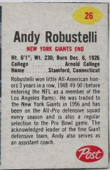 Andy Robustelli [Hand Cut] Football Cards 1962 Post Cereal Prices