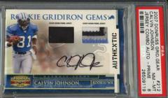 Calvin Johnson [Rookie Jersey Prime Autograph] #212 Football Cards 2007 Panini Donruss Gridiron Gear Prices