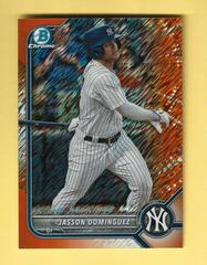 Jasson Dominguez [Orange Shimmer Refractor] Baseball Cards 2022 Bowman Chrome Prospects Prices