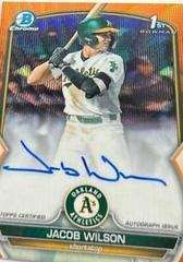 Jacob Wilson [Orange] #CDA-JWI Baseball Cards 2023 Bowman Draft Chrome Prospect Autographs Prices