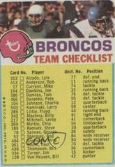 Denver Broncos Football Cards 1973 Topps Team Checklists Prices