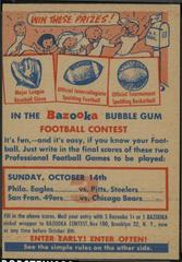 Contest Card,Oct 14 [Eagles Steeler, 49ERS Bears] Football Cards 1956 Topps Prices
