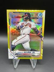 Ronald Acuna Jr. [Yellow Refractor] Baseball Cards 2021 Bowman Chrome Prices