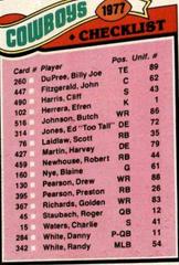 Cowboys Checklist #207 Football Cards 1977 Topps Prices