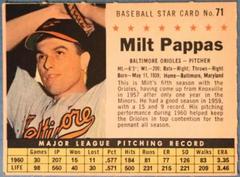 Milt Pappas [Perforated] #71 Baseball Cards 1961 Post Cereal Prices