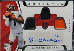 Ja'Marr Chase Football Cards 2021 Panini Chronicles Momentum Triple Jersey Autographs Prices